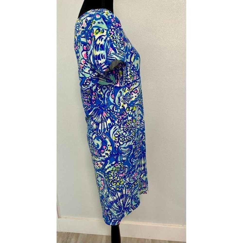 Lilly Pulitzer T-shirt Dress Women Medium Blue Excellent Seashell Tropical Print - Picture 6 of 8